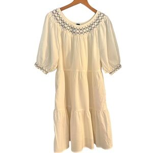 Old Navy boho Cream Dress with Embroidered Detail